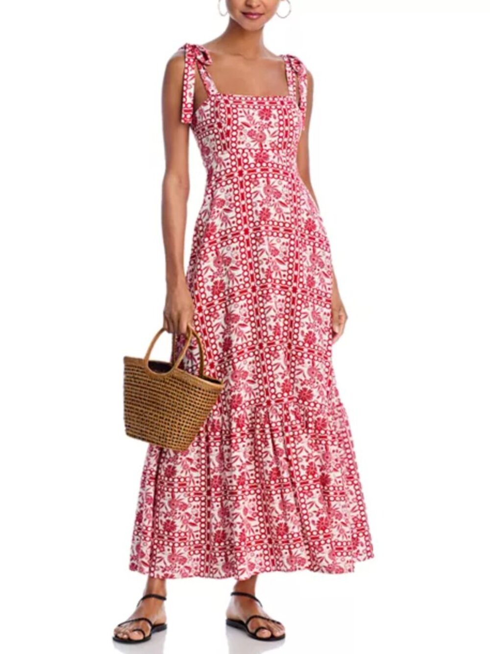 Aqua Tile Print Maxi Dress